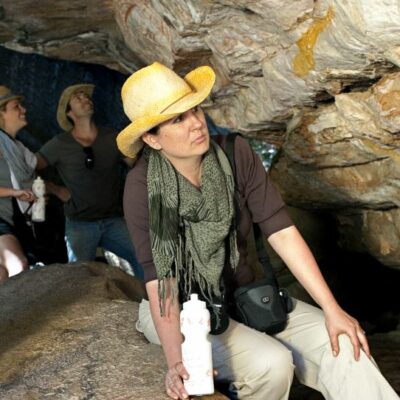 Viewing aboriginal rock art in Arnhem Land